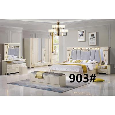 China 903# Luxury Large Lit Headboard Bedroom LED Light Bedroom Furniture Set for sale