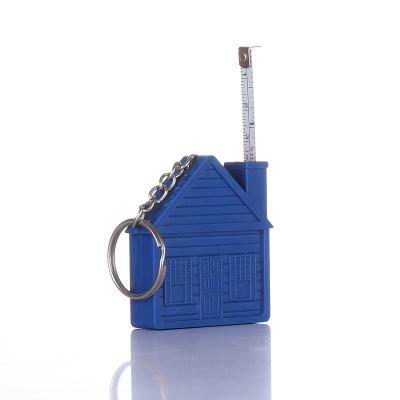 China Promotion Rules Small Promotion House Shaped 1M Tape Measure With Stiff Key Key Chain for sale