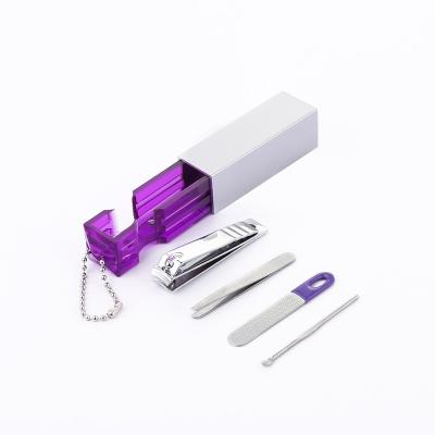 China Portable & Innovative Mini Portable Manicure Set With Key Chain Pulling Type 4 Pcs Manicure Set for sale