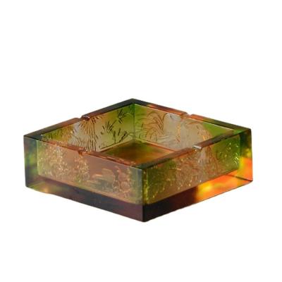 China China Crystal Square Ashtray Desktop Decoration for sale