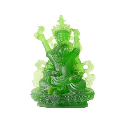 China China Santivaldor Green God Of Wealth Oriental Design Liuli Buddha Statue for sale