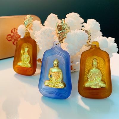 China Religious Hand Carved Buddha Kuan Yin Green Tara Crystal Hanging Pendant Lucky Charm Necklace for sale