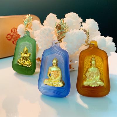 China Santivaldor Crystal Glass Temple Medicine Buddha Tara Kuan In Pendant Liuli Pendant CLASSIC gift for sale