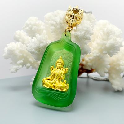 China New Tara Gold Religion Pendent Amulet 2022 Rustic Green Car Decoration Hanging Factory for sale