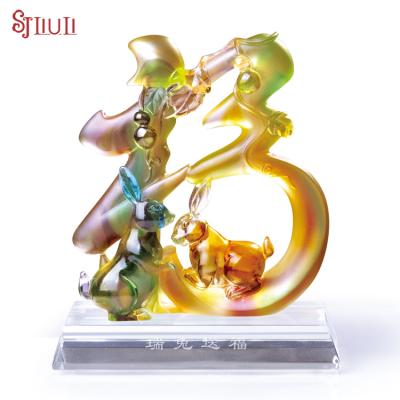 China Coastal Chinese Zodiac Crystal Gifts Feng Shui animal Rabbit Souvenirs Items for sale