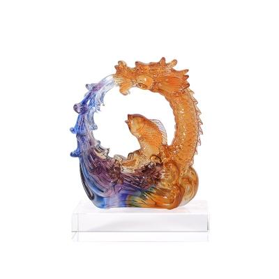 China Hot-selling Japan Amazon Crystal Dragon Fish Sculpture Oriental Novelty and creative home decoration Figurine for sale