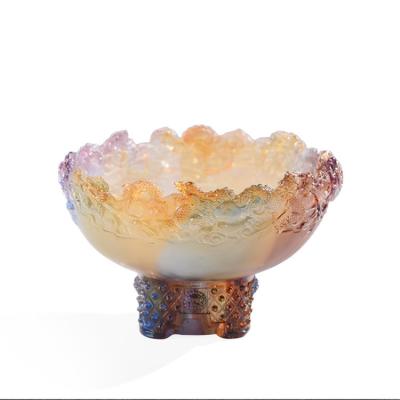 China Low MOQ Liuli Crystal Fengshui Craft Wholesale Antique nine Dragon Treasure Bowl Money Collecting decoration from Japan for sale