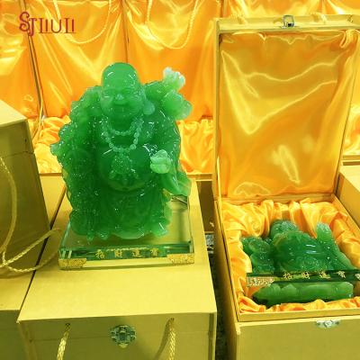 China China Resin Lucky God Of Wealth Charms Buddha Statue Standing Laughing Die Cut Figurine Accept Logo Engraving for sale