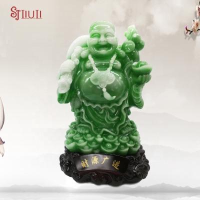 China Transitional Traditional Pocket Buddha Charm Polyresin Laughing Buddha Figurine Orient Style Buddhist Decoration for sale