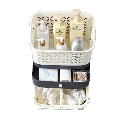 China Storage Organizer Traditional Hamper Sorter Dirty Clothes Bag With Wheel 3 Section Large Laundry Hamper Box for sale