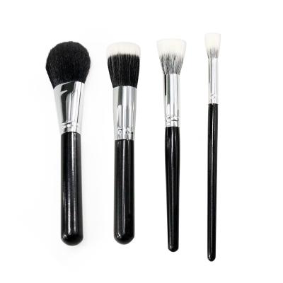 China Spot Brush 4 Patterns Blush Makeup Brush Wood Pole Nylon And Single Wool Makeup Blush Brush for sale