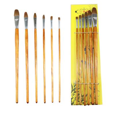 China 6PCS Wooden Crowd Horsehair Pole Paint Brushes Are Available For Artist Custom Paint Brushes Wholesale for sale