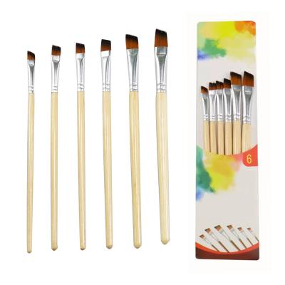 China 6PCS Crowd Paint Nylon Brush With Wooden Handle Wholesale Can Be Customized Made In China Chinese Paint Brushes for sale