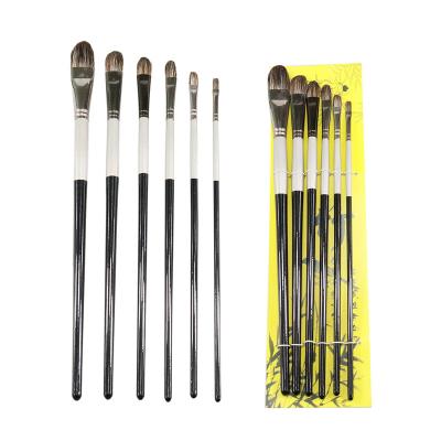 China Paint Crowd 6PCS Stiffen Black Wooden Pole Brush Can Be Essential Customized Logo Artist Art Paint Brushes for sale