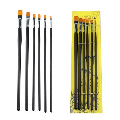 China 6PCS Crowd Nylon Black Wood Pole Painting Brushes are available for custom artists to use with Nylon Hair Brushes for sale