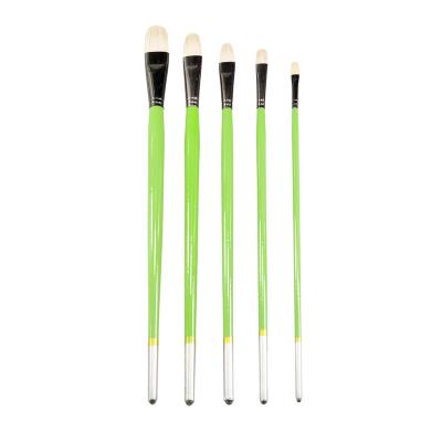 China Crowd 6PCS Nylon Customizable Logo Watercolor Crowd Green Pen Holder Acrylic Wood Paint Brush for sale