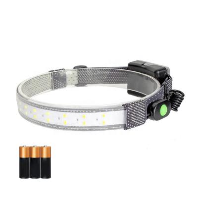 China 2021 new super low profile cheap factory retail camping elastic headband light with 3 AA battery operated for sale