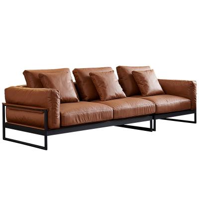 China Soft And Comfortable Italian Series Minimalist Design Industrial Living Room Leather Sofa for sale