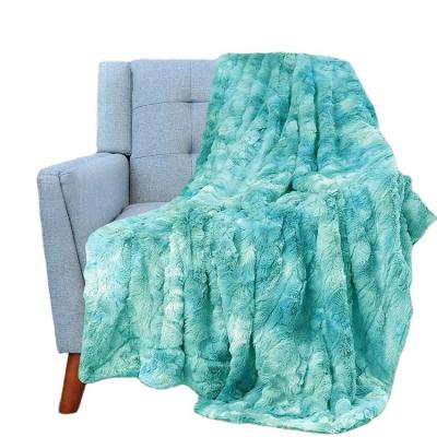 China Best Anti-Static Selling Super Soft Wholesale Customized Cheap Dye By Knotting Color Printing PV Fleece Long Fur Blanket for sale