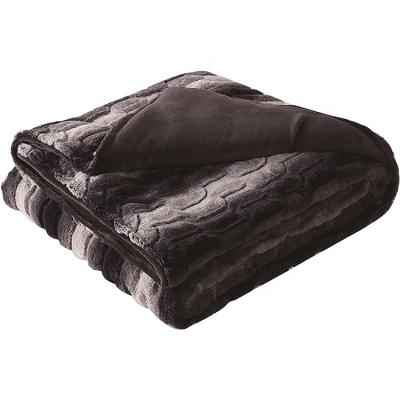 China Anti-Static Popular Micro Plush Mink Blanket Light Mink Posterior PV Micro Fur Throw Soft Plush Amazon Faux Fur Blanket For Sofa for sale