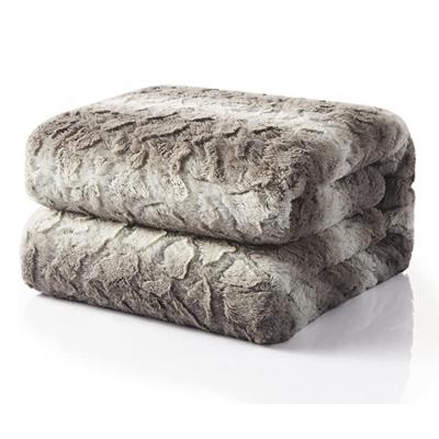 China OEKO-TEX BSCI Sherpa Hind Print Animal Skin Design Anti-Static Soft Bulky Faux Fur Blanket Throw Blanket for sale