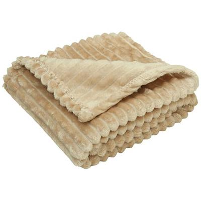 China China Factory Anti-Static Solid Color Jacquard Flannel Bedding Blanket Fleece Band Soft Cozy Knitted Baby Blanket for sale