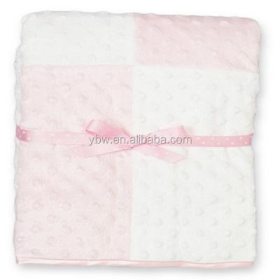 China Newborn Minky Stitch Baby Girls Blanket Disposable Heated Blanket Spain With Satin Trim for sale