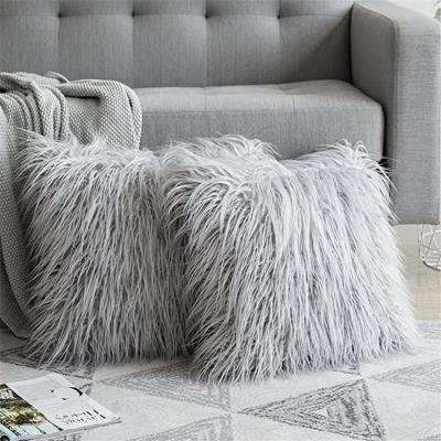 China Anti Dust Mites Shaggy Cushion Cover Fake Fur Comfortable Decorative Pillow Shape High Quality Custom Color Size for sale