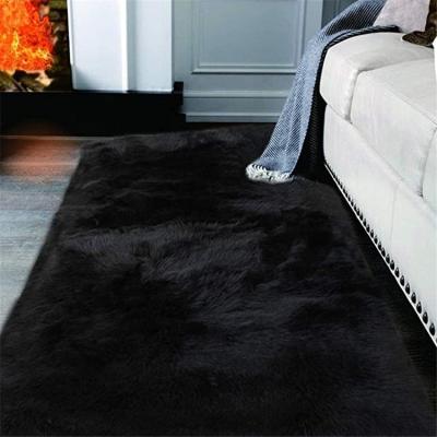 China Washable Home Use Anti-Slip Soft Fluffy Area Rug White Faux Fur Sheepskin Carpet Rugs for sale