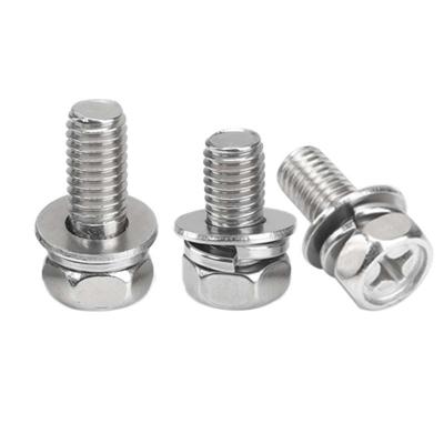 China SEMS Quality From China Stainless Steel Factory Good Phillips Hex Head Screws With Flat Gasket And Spring Washer for sale