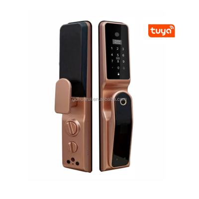 China Huaruilock Tuya Wifi Home Biometric Fingerprint Handle Electronic Digital Smart Lock With Camera for sale