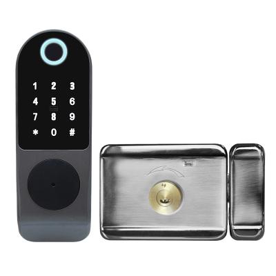 China Apartment Huarui tuya ttlock wifi cerradura biometric smart door R5 fingerprint RFID smart digital door lock for sale