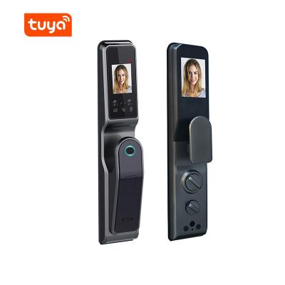 China Apartment Tuya WiFi App Smart Door Lock with Camera and Fechadura Audio Biometric Fingerprint Cerradura Lock Digital Keyless Lock for sale