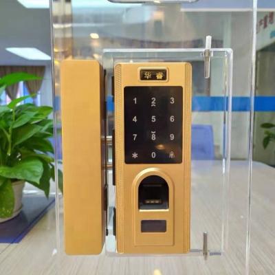 China Apartment Huarui lock HR501aluminum sliding glass door without key locks, glassdoor fingerprint lock for sale