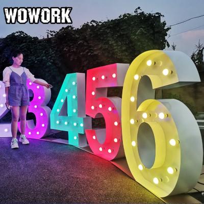 China Waterproof WOWORK Led Signs 4ft 5ft Electronic Birthday Party Giant Marquee Love Letters Light Up Number For Wedding Decoration Event Props for sale