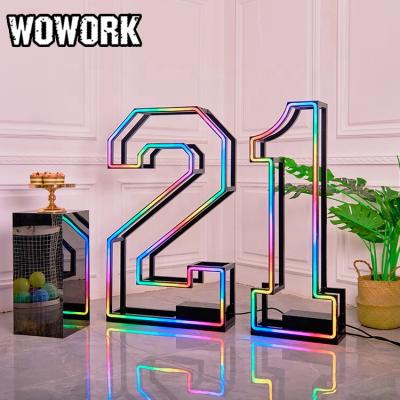 China WOWORK Fushun Waterproof Outdoor Wedding Rental Supplies 4 Feet Tall Light Led Marquee Neon Numbers Letters For Event Party for sale