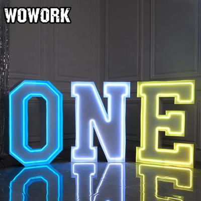 China WOWORK waterproof high quality 3d marquee metal neon sign wedding free led light letter for events supplies for sale