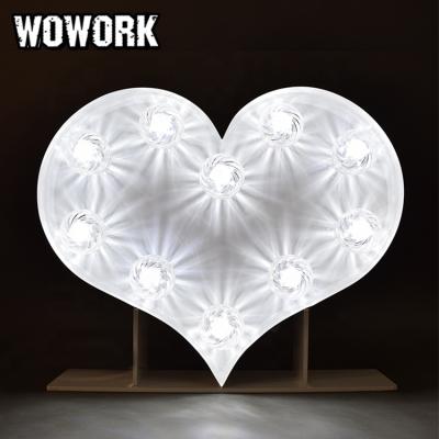 China WOWORK Waterproof Fushun White Party Supply Giant Love Heart Led Bulb Marquee Light For Shop Decoration for sale