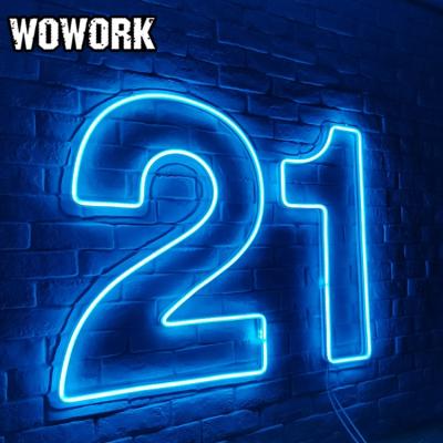 China INS Style Waterproof WOWORK Electronic Custom Sign RGB Event Party 21 Anniversary Backdrop Led Neon Light for sale