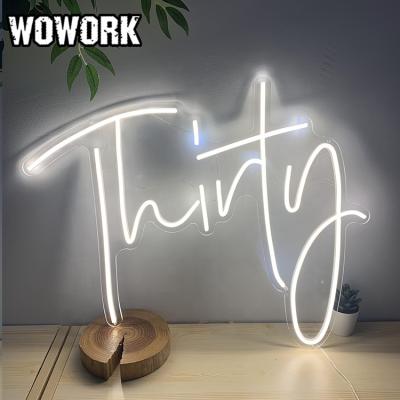 China New 2021 WOWORK Bride Shower Waterproof Custom Thirty DIY Wedding Led RGB Silicon Neon Sign Lights With Clear Acrylic Plate for sale