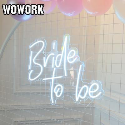 China 2021 WOWORK Custom Event Supplies Waterproof Party Planning Ideas Fushun Led Wired Bride Be Backdrops Neon Sign With 12v Supply for sale