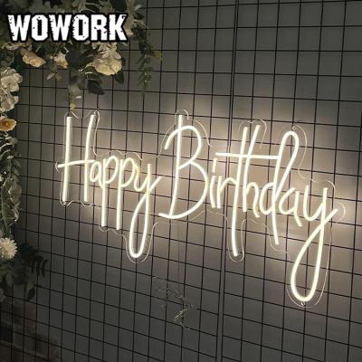 China 2022 WOWORK Birthday Wedding Decoration RGB Waterproof Custom Cable 12v Cable Led Neon Sign Light With Acrylic Clear Board for sale