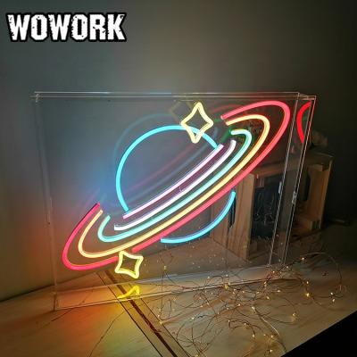 China WOWORK waterproof home decoration led strip light source 5v usb 3d happy birthday custom neon signs box for sale