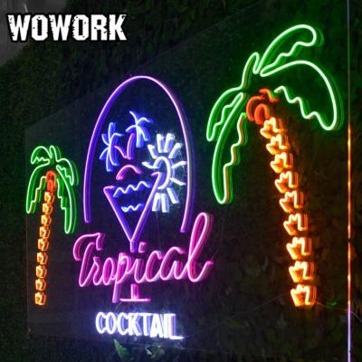 China WOWORK Waterproof Led 3D Plastic Glass Waterproof RGBW Led Simple Word Neon Transparent Acrylic Neon Light For Birthday for sale