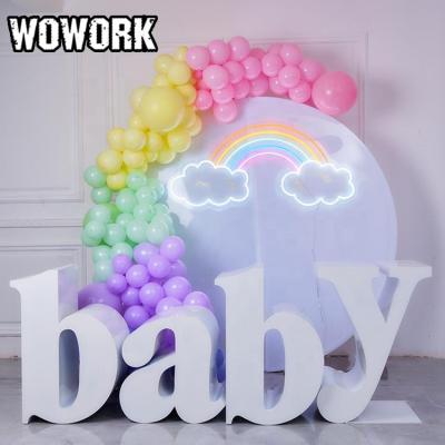 China 2022 Modern Custom Made WOWORK Fushun 3D Solid Wedding Event Baby Letter Table Box and Party Props Cake Topper for Birthday Baby Shower Decoration for sale