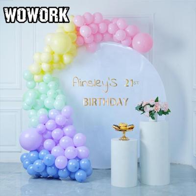 China 2022 WOWORK Fushun New Statistical Waterproof Metal Party Supplies Background Velvet PVC Acrylic Wedding Stage Backdrop For Event Decoration for sale