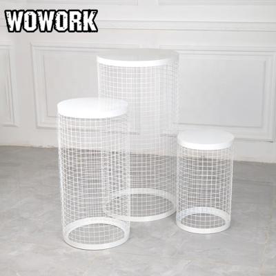 China 2022 WOWORK Fushun waterproof party and event celebration dessert table square white clear cylinder pedestals for baby shower for sale