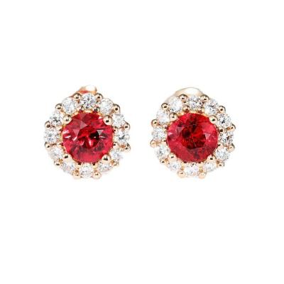 China Factory direct selling 18K gold tourmaline red earrings lady jewelry luxury female inlaid red earri jewelry fashion jewelry for sale