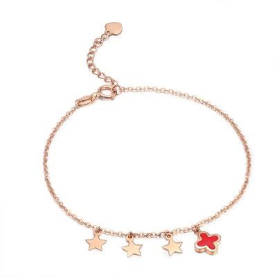 China Four-leaf clover with simple style women's jewelry 18k gold three-star light luxury niche jewelry high-end four-leaf clover with star three-star bracelet for sale