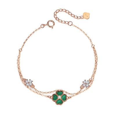 China Light Luxury Niche Design High Quality Girls' Central Institute of Statistics Hand Jewelry Four-leaf Clover Bracelet for sale